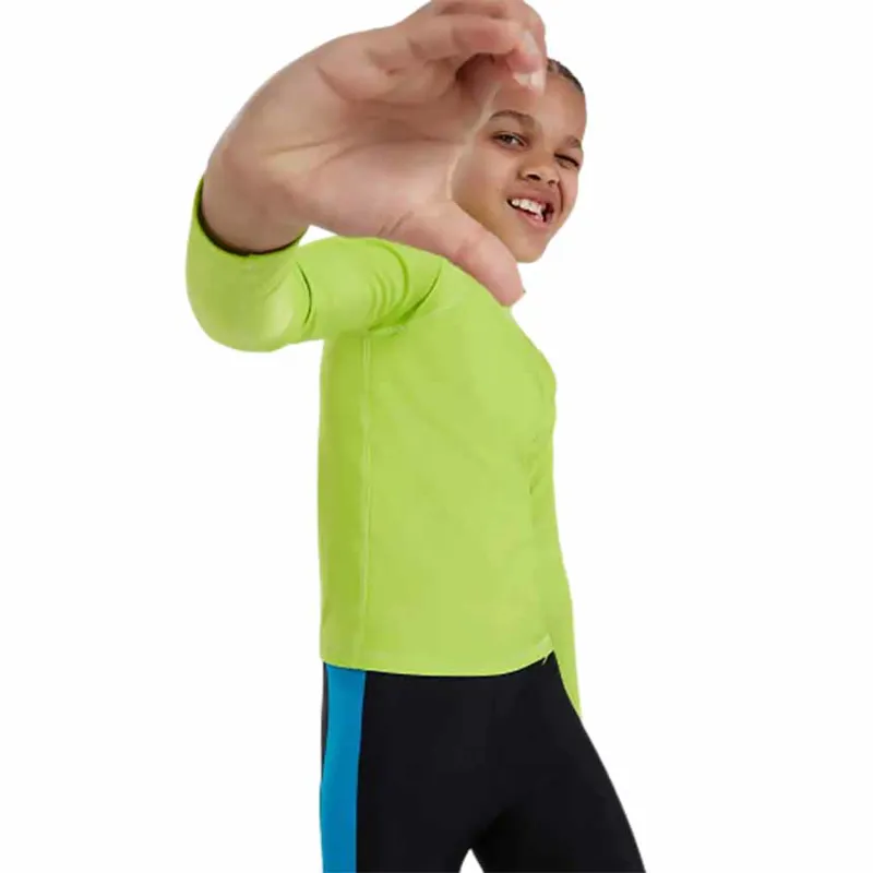 Speedo Junior Logo Rash Top Green/Navy-5